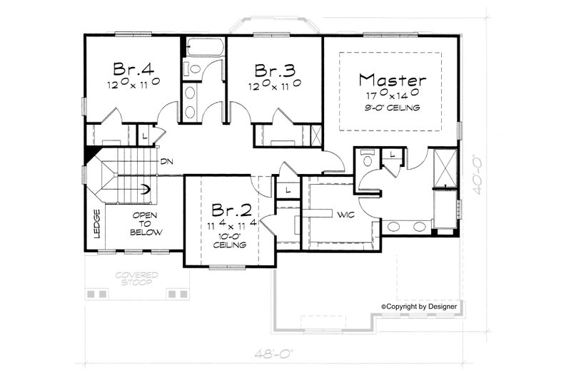 Dream House Plan - Floor Plan - Upper Floor for Bungalow House Plan #20-2094 - 4 bed, 2.5 bath