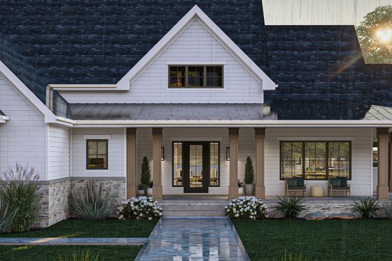 Exterior - Covered Porch for Farmhouse House Plan #455-440 - 3 bed, 2.5 bath