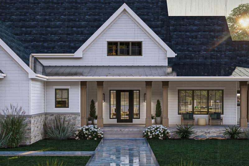 House Plan Design - Exterior - Covered Porch for Farmhouse House Plan #455-440 - 3 bed, 2.5 bath