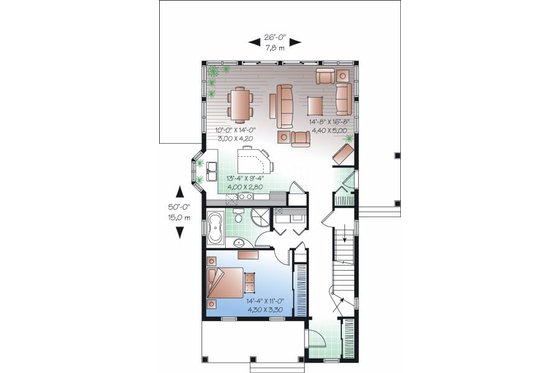 Floor Plan - Main Floor for Traditional House Plan #23-825 - 3 bed, 2 bath