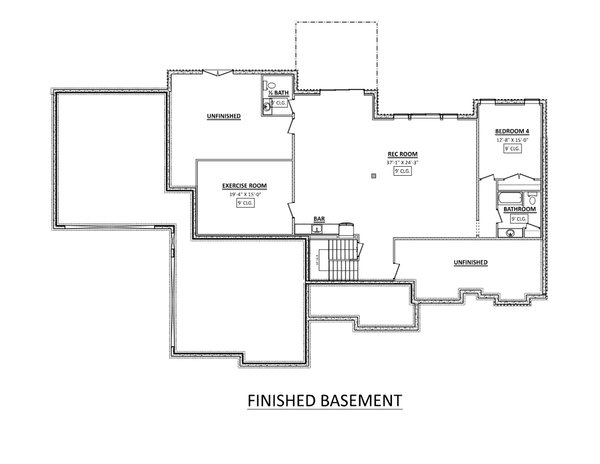 House Design - Floor Plan - Lower Floor for Farmhouse House Plan #1089-45 - 3 bed, 2.5 bath