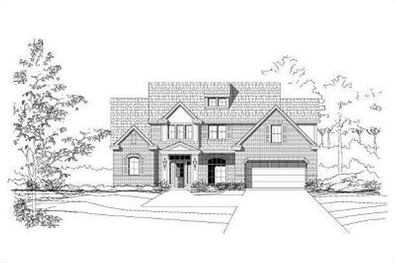 Exterior - Front Elevation for Traditional House Plan #411-275 - 4 bed, 3 bath