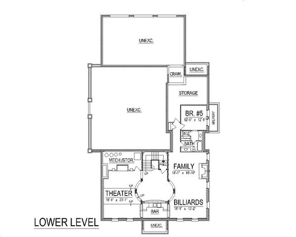 Colonial Floor Plan - Lower Floor Plan #458-6