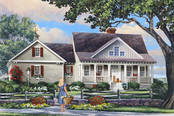 Exterior - Front Elevation for Cottage House Plan #137-383 - 3 bed, 3 bath