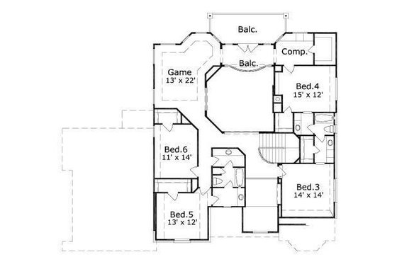 Floor Plan - Upper Floor for European House Plan #411-754 - 6 bed, 3.5 bath