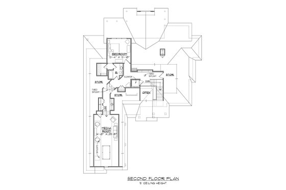 Floor Plan - Upper Floor for European House Plan #1054-51 - 3 bed, 3.5 bath
