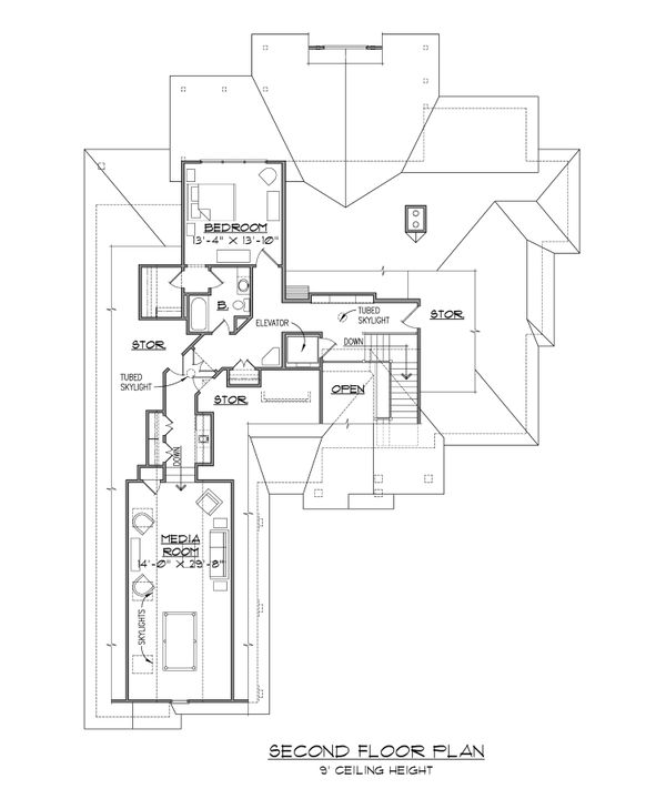 House Blueprint - European Floor Plan - Upper Floor Plan #1054-51