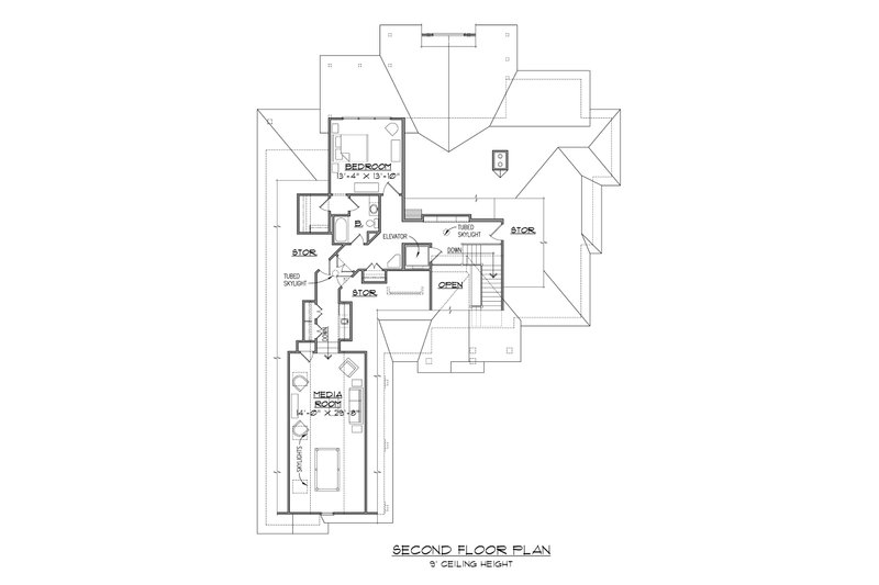 House Blueprint - Floor Plan - Upper Floor for European House Plan #1054-51 - 3 bed, 3.5 bath
