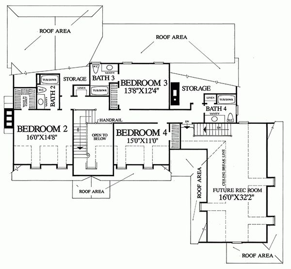 Dream House Plan - Upper level floor plan- 3500 square foot Colonial Home