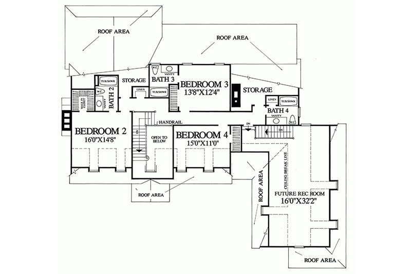 Home Plan - Upper level floor plan- 3500 square foot Colonial Home