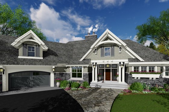 Exterior - Front Elevation 4 for Craftsman House Plan #51-569 - 4 bed, 3 bath