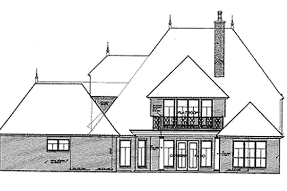 Exterior - Rear Elevation for European House Plan #310-633 - 4 bed, 4.5 bath