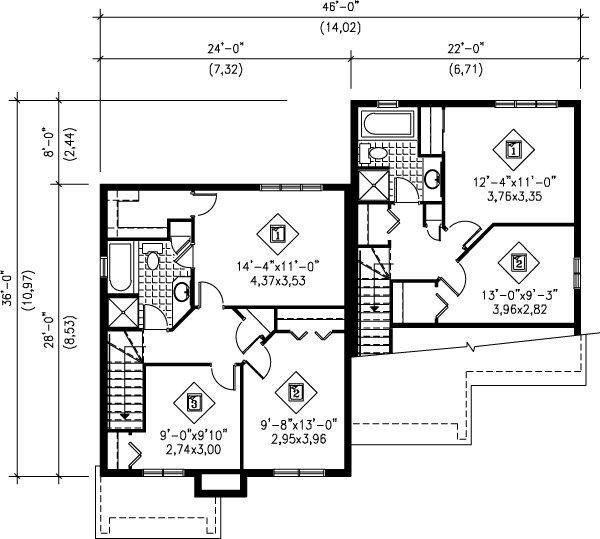 Modern Floor Plan - Upper Floor Plan #25-323