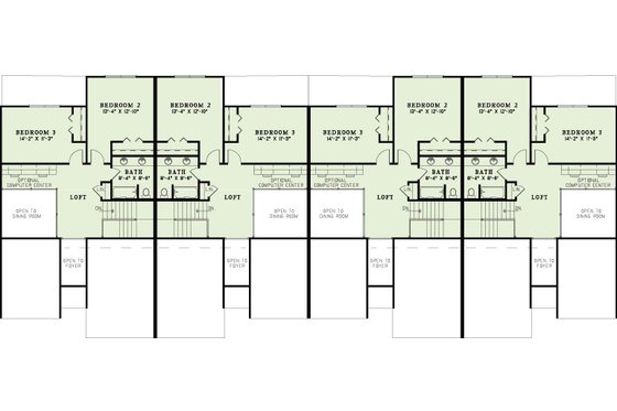 Floor Plan - Upper Floor for Traditional House Plan #17-2282 - 3 bed, 2 bath