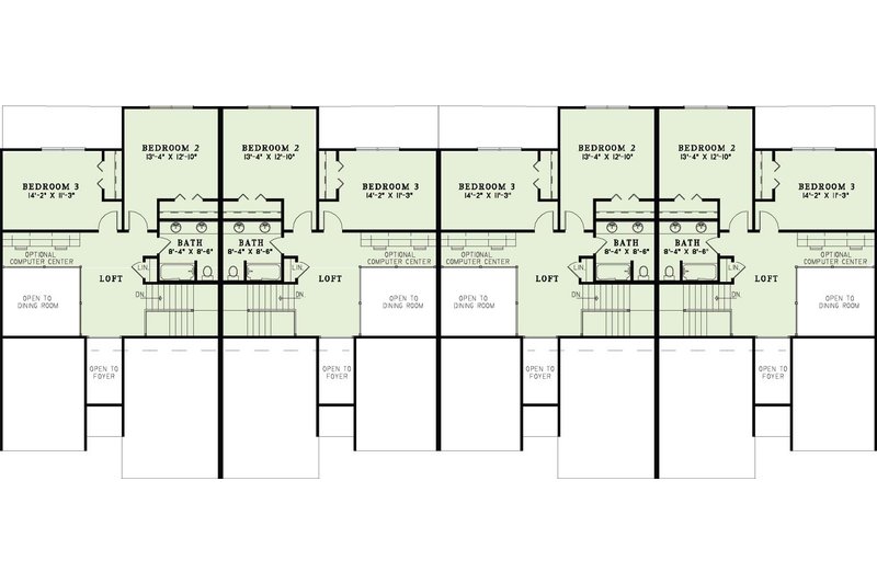Architectural House Design - Floor Plan - Upper Floor for Traditional House Plan #17-2282 - 3 bed, 2 bath