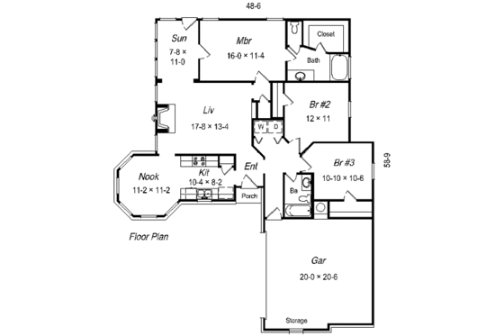 Floor Plan - Main Floor for Traditional House Plan #329-182 - 3 bed, 2 bath