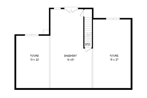Floor Plan - Lower Floor for Traditional House Plan #932-505 - 3 bed, 2 bath