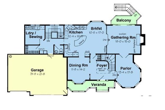 Floor Plan - Main Floor for Victorian House Plan #312-627 - 4 bed, 2.5 bath