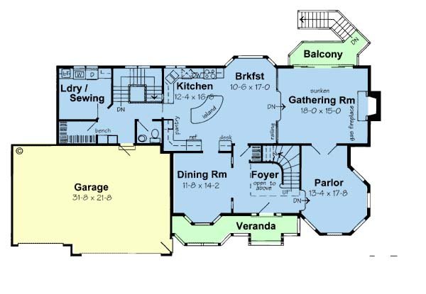 Floor Plan - Main Floor for Victorian House Plan #312-627 - 4 bed, 2.5 bath