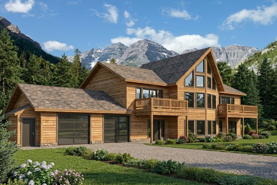 Exterior - Front Elevation for Modern House Plan #117-465 - 3 bed, 2.5 bath