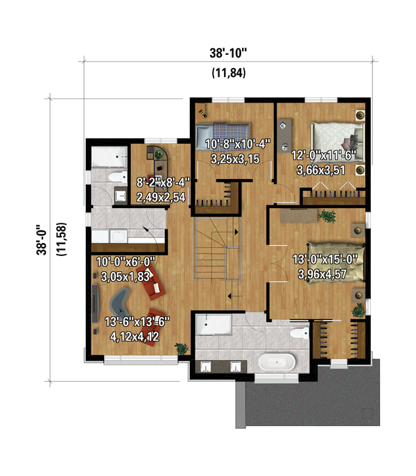 Contemporary Floor Plan - Upper Floor Plan #25-4989