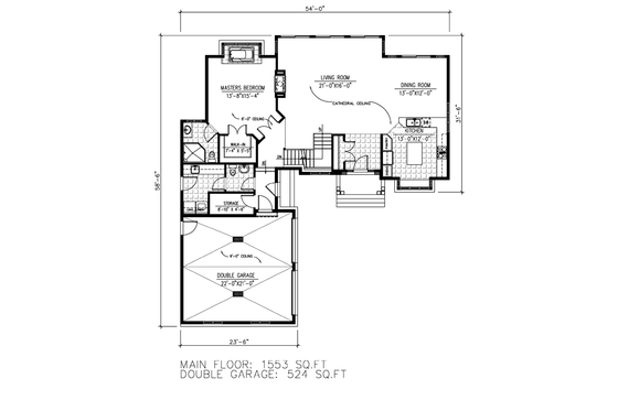 Floor Plan - Main Floor for Traditional House Plan #138-381 - 3 bed, 2.5 bath