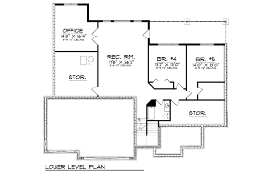 Floor Plan - Lower Floor for European House Plan #70-665 - 3 bed, 2 bath
