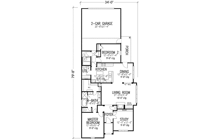 Home Plan - Floor Plan - Main Floor for European House Plan #410-338 - 2 bed, 2 bath