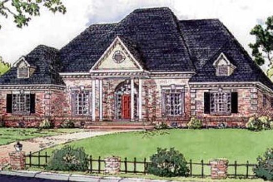 Exterior - Front Elevation for European House Plan #16-173 - 4 bed, 3 bath