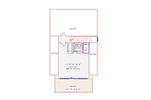 Floor Plan - Upper Floor for Cabin House Plan #3-349 - 3 bed, 2 bath