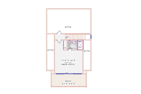 Floor Plan - Upper Floor for Cabin House Plan #3-349 - 3 bed, 2 bath