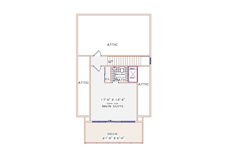 House Design - Floor Plan - Upper Floor for Cabin House Plan #3-349 - 3 bed, 2 bath
