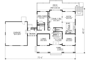 Floor Plan - Main Floor for Craftsman House Plan #100-504 - 5 bed, 3 bath