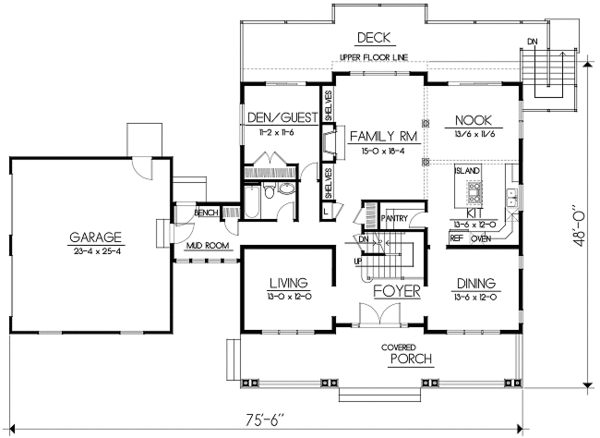 Craftsman Floor Plan - Main Floor Plan #100-504