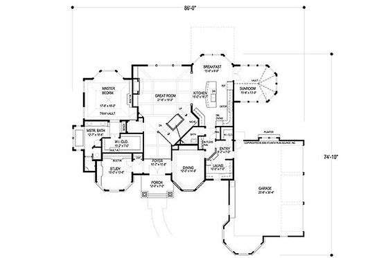 Floor Plan - Main Floor for European House Plan #56-591 - 5 bed, 5.5 bath