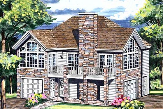 Exterior - Front Elevation for Craftsman House Plan #456-12 - 1 bed, 1 bath