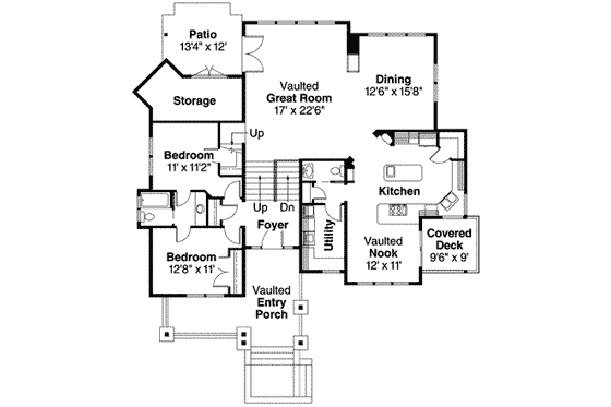 Floor Plan - Main Floor for Craftsman House Plan #124-533 - 3 bed, 2.5 bath