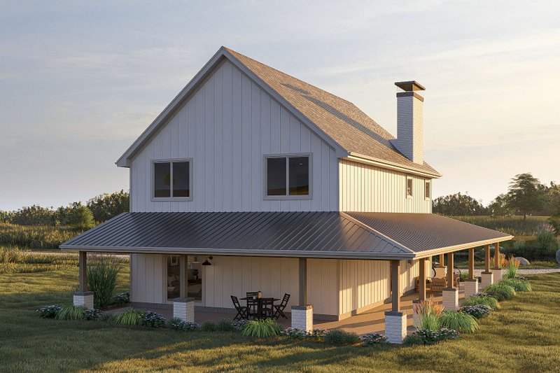 Dream House Plan - Exterior - Rear Elevation for Barndominium House Plan #455-677 - 3 bed, 3.5 bath