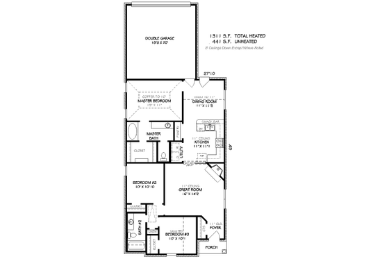 Floor Plan - Main Floor for Traditional House Plan #424-73 - 3 bed, 2 bath