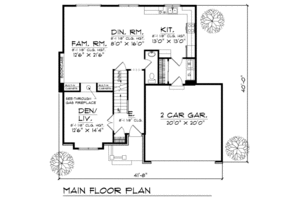Floor Plan - Main Floor for Traditional House Plan #70-265 - 4 bed, 2.5 bath