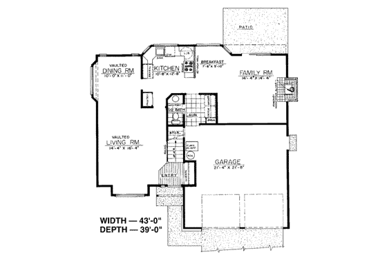 Floor Plan - Main Floor for Traditional House Plan #303-435 - 3 bed, 2.5 bath