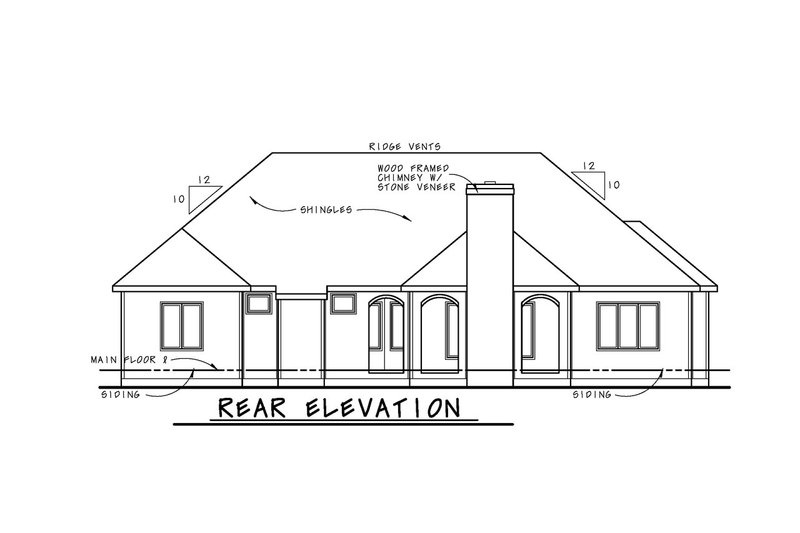 Architectural House Design - Exterior - Rear Elevation for Craftsman House Plan #20-2199 - 3 bed, 2 bath