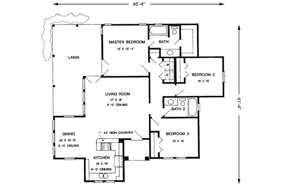 Floor Plan - Main Floor for Cottage House Plan #410-246 - 3 bed, 2 bath