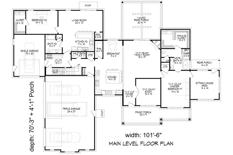 House Blueprint - Floor Plan - Main Floor for Traditional House Plan #932-1064 - 4 bed, 4.5 bath