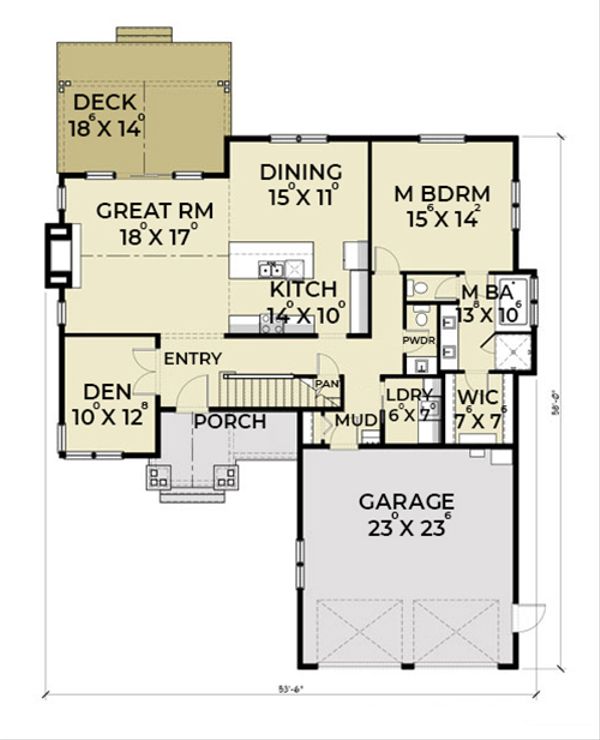 House Blueprint - Craftsman Floor Plan - Main Floor Plan #1070-11