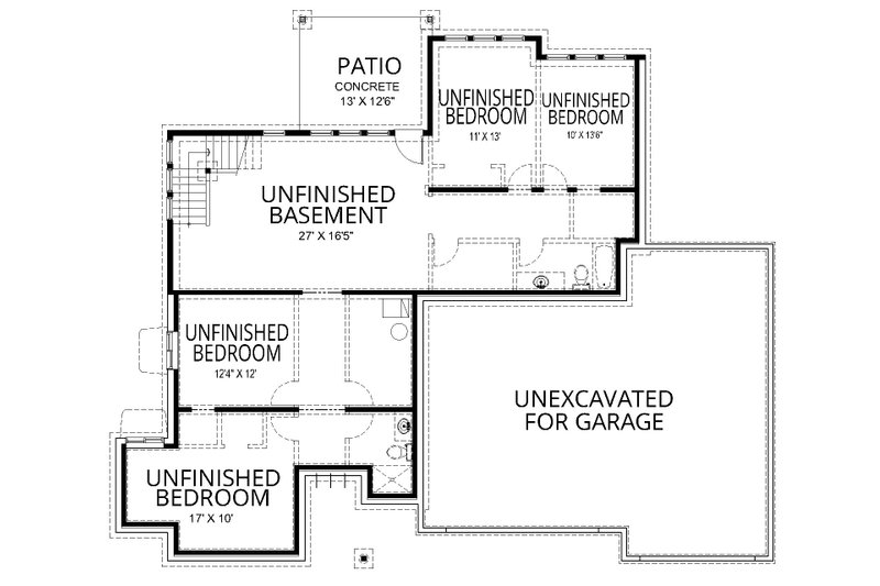 Home Plan - Floor Plan - Lower Floor for Contemporary House Plan #112-201 - 2 bed, 2.5 bath