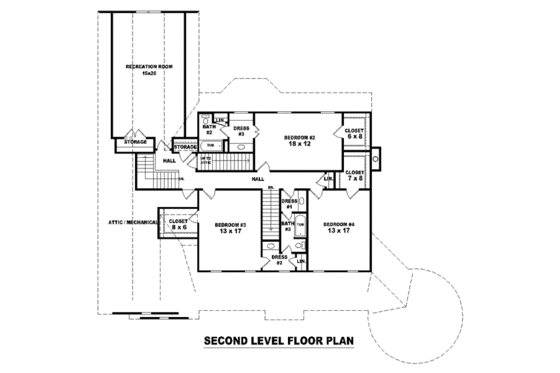 Floor Plan - Upper Floor for European House Plan #81-1568 - 4 bed, 4 bath