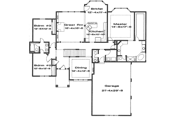 Floor Plan - Main Floor for Traditional House Plan #6-196 - 4 bed, 4 bath