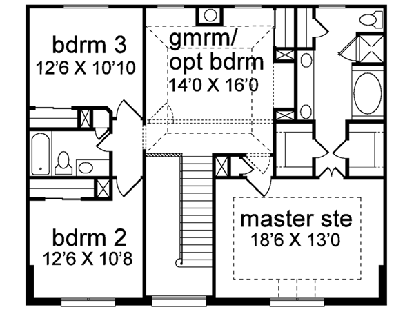 Traditional Floor Plan - Upper Floor Plan #84-164