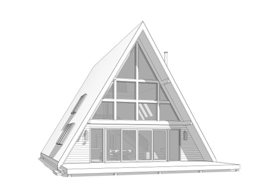 Exterior - Rear Elevation 1 for Cabin House Plan #1114-7 - 3 bed, 2 bath